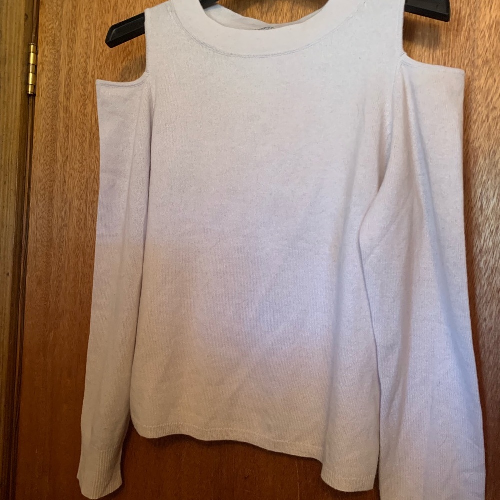 Sea Blue Shoulder-less cream cashmere sweater Sz L